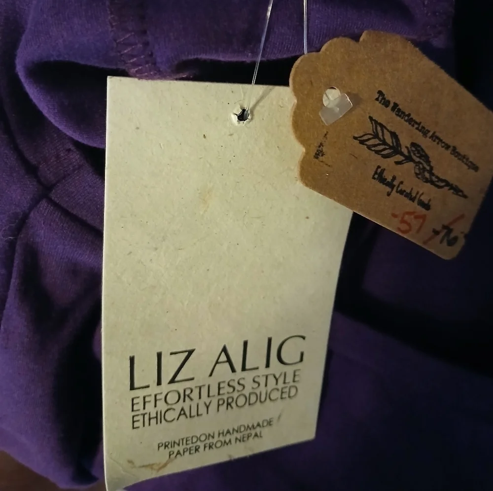 Liz Alig Cotton Dress Plum 3/4 Sleeves Size XS